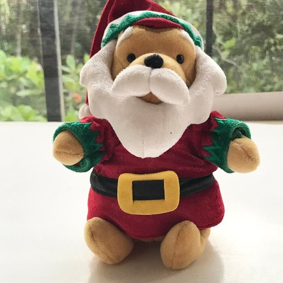 Vintage Disney Store Winnie the Pooh Christmas Santa Plush Stuffed Animal - Picture 2 of 12